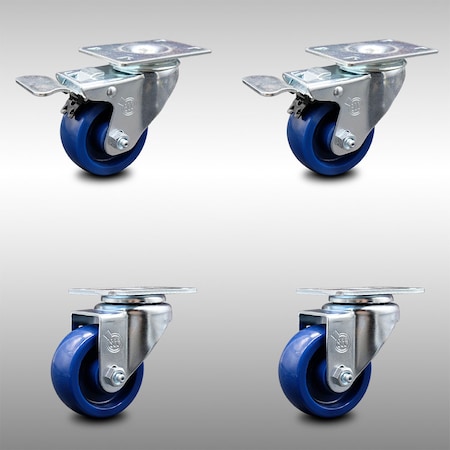 Service Caster 3.5 Inch SS Solid Polyurethane Top Plate Caster Total Lock Brakes SCC, 2PK SCC-SSTTL20S3514-SPUS-2-S-2